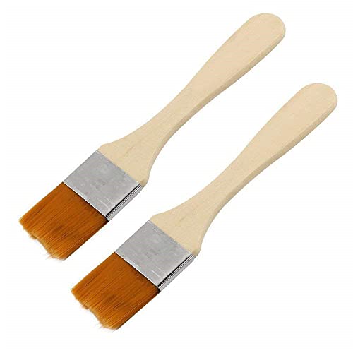 Holzgriff Ölgemälde Pinsel Künstler Pinsel Set Aquarell Malwerkzeug für Acrylöl Plein Air Malerei und Wandmalerei 2 Stück Orange von Generic