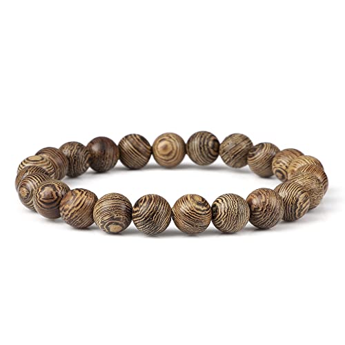 Holzperlen-Armband, tibetischer Buddha-Rosenkranz, handgefertigte Armbänder for Männer und Frauen, Yoga, Meditation, Gebet, Perlengeschenke(17cm,Wooden-8mm) von Generic