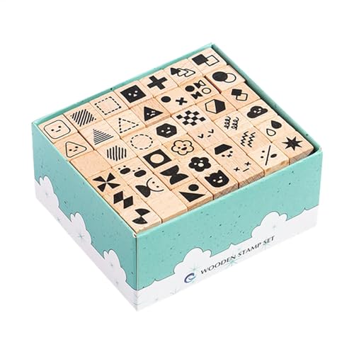 Holzpolster Für Handwerk, Holzstempel, Grafische Zeichnungen Von Cartoons - Kit Mit Geometrischen Animaldruckspielzeug, Set Von 42 Scrapbooking -Vorräten Für von Generic