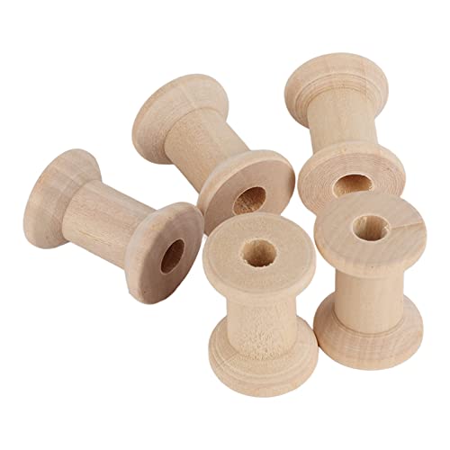 Holzspulen für Handwerk, Holzfäden Spulen 50pcs Holzspulen Poliert Recycelbarer Retro Leere Spulen Fadenspulen für Handwerkskunst von Generic