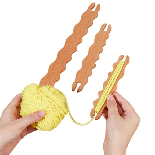 Holzwellenstäbchen, Holzwebmarker | Kleine Stick Shuttle -Webstangen 3 Teile | Strickwerkzeuge für Handwerk, Hochzeitsprogramme, Strickprojekte von Generic