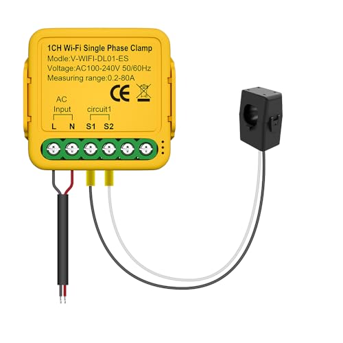 Home Energy Monitor, Home Energy Monitor 100-240 V AC 50/60 Hz Leistungsstatistik One-Open Single Control Solar Stromwandler Klemme Stromverbrauchsmonitor (1 Klemme) von Generic