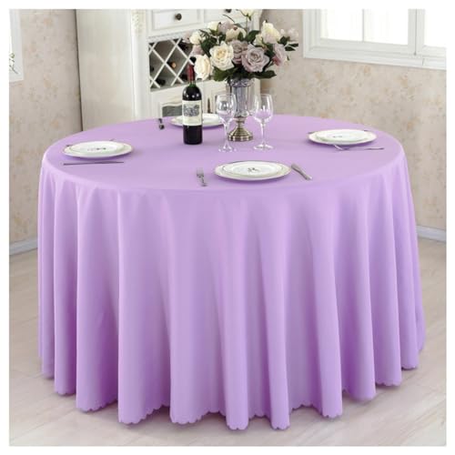 Hotel-Bankett-Dekoration Runder Tischdecke, Wasserdicht Und Schmutzabweisend, Wiederverwendbare Tischdecke, Perfekt Für Ihren Esstisch (Light Purple 160cm) von Generic