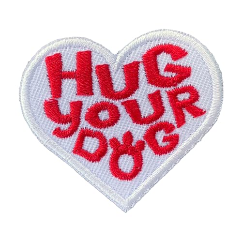 Hug Your Dog Heart Iron On Patches, Cute Decor Patches for Dress Backpacks Clothes Pants Jeans Hats, Embroidery Applique DIY Accessory von Generic