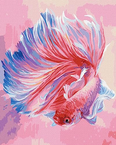 IDEYKA Malen nach Zahlen Cockerel-Fisch Ira Volkova 40x50 Blumen mit Holzrahmen von Generic