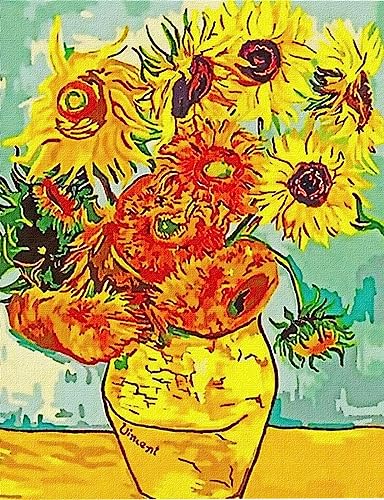 IDEYKA Malen nach Zahlen Die Sonnenblumen. Van Gogh 40x50 mit Holzrahmen von Generic