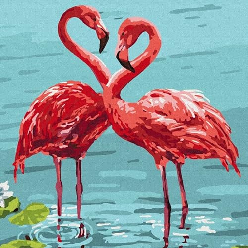 IDEYKA Malen nach Zahlen Helle Flamingos 30x30 mit Holzrahmen Komplettset Feiertagsgeschenke DIY Acrylmalerei von Generic