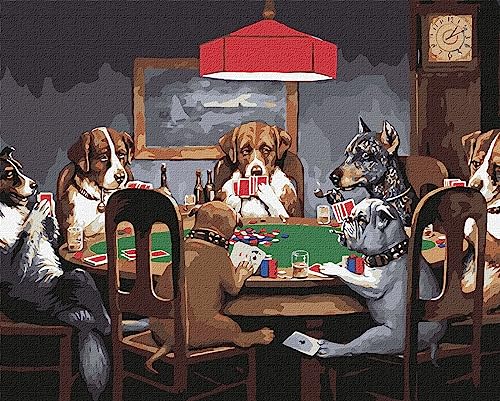 IDEYKA Malen nach Zahlen Hunde pokern Cassius Coolidge 40x50 Ukraine mit Holzrahmen von Generic