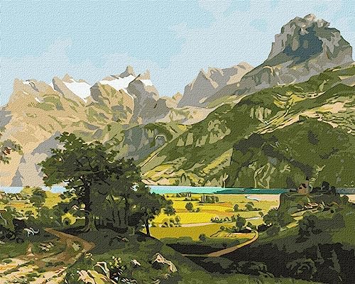 IDEYKA Malen nach Zahlen Magische Landschaft ArtAlekhina nach Albert Bierstad 40x50 Landschaft mit Holzrahmen von Generic