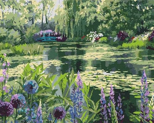 IDEYKA Monets Garten in Giverny - Malen nach Zahlen für Erwachsene, einfaches Acryl-Malen nach Zahlen für Erwachsene, malen nach zahlen erwachsene mit rahmen,DIY-als Geschenk, 40х50cm von Generic