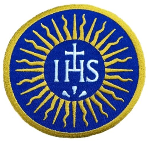 IHS Patch (8,9 cm) Ignatius of Loyola Society of Jesus Jesuits Insignia Iron on Badge Catholic Church Symbol Christian Emblem Gift Patches von Generic