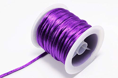 INWARIA Satinkordel 2,5mm 5m Nylonschnur Band Schnur Flechtkordel, SK-5, Violett von Generic