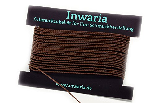 INWARIA Kordel Ø 1 mm Schnur 5m gedreht Perlenschnur Polyesterkordel, BK-50, 1mm, Dunkelbraun von Generic