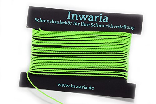 INWARIA Kordel Ø 1 mm Schnur 5m gedreht Perlenschnur Polyesterkordel, BK-50, 1mm, Grasgrün von Generic