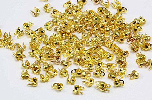 INWARIA Klappkalotten Klappkapseln Kalotten Öse Endstücke f. Kugelkette Verschluss S62-1, 4, 6x3 mm, goldfarben, 100 Stück von Generic