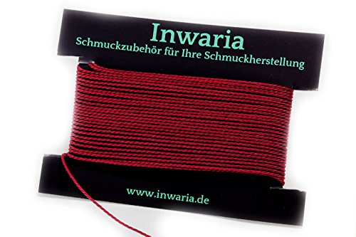 INWARIA Kordel Ø 1 mm Schnur 5m gedreht Perlenschnur Polyesterkordel, BK-50, 1mm, Dunkelrot von Generic