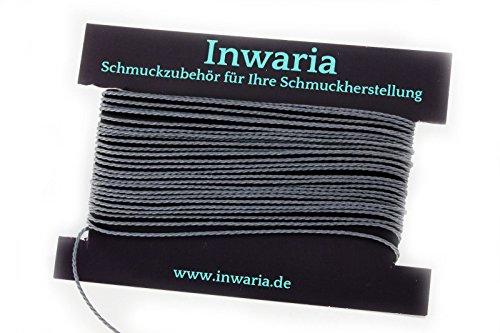 INWARIA Kordel Ø 1 mm Schnur 5m gedreht Perlenschnur Polyesterkordel, BK-50, 1mm, Grau von Generic