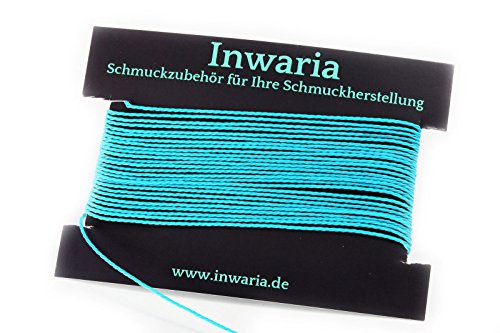 INWARIA Kordel Ø 1 mm Schnur 5m gedreht Perlenschnur Polyesterkordel, BK-50,1 mm,Türkisblau von Generic