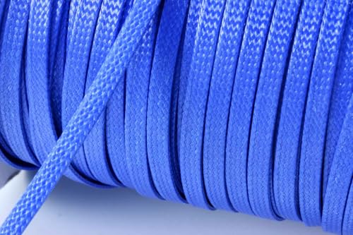 INWARIA Kordel flach 4mm Schnur 5m Band Flachkordel Polyesterkordel, BK-47, blau, 5 Meter von Generic