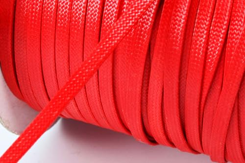 INWARIA Kordel flach 4mm Schnur 5m Band Flachkordel Polyesterkordel, BK-47, rot, 5 Meter von Generic