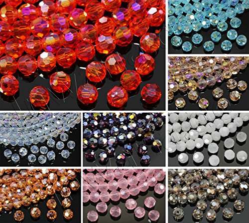 INWARIA Kristall Glasperlen 4mm facettiert rund Crystal AB Perlen Glasschliffperlen KP-4, 2-cantaloupe AB, 4 mm, 100 Stuck von Generic