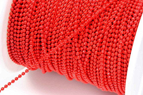 INWARIA Kugelkette Kupfer 1,5mm Metallkette 1m Meterware feine Kette Schmuckkette, KK-15,1,5mm,rot von Generic