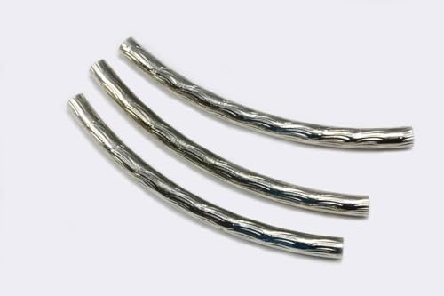 INWARIA Röhrchen Metallröhrchen Röhre gebogen Perlen Tube Zwischenperlen, S13/2, Silberfarben, 45x3mm, 10 Stück von Generic