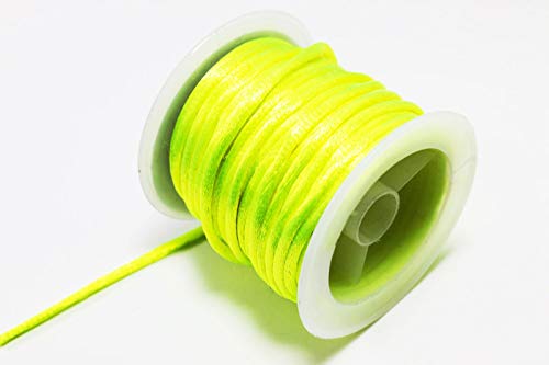 INWARIA Satinkordel 2,5mm 5m Nylonschnur Band Schnur Flechtkordel, SK-5, Neon Grün von Generic