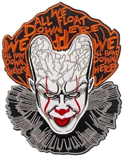 IT Horrorfilm Pennywise The Dancing Clown Patch (8,9 cm) bestickt zum Aufbügeln oder Aufnähen "We All Float Down Here" Souvenir Emblem DIY Kostüm Jacke Rucksack Geschenk Patches von Generic