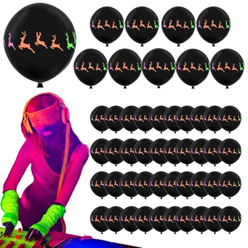 Im Dunkeln leuchtende Luftballons,Weihnachts-Neonballons,12 Zoll fluoreszierende Luftballons Latex 50 Stück Neonballons - Schneeflocken-Leuchtballons, Elch-Schwarzlicht-Weihnachtsdekoration für Hochze von Generic