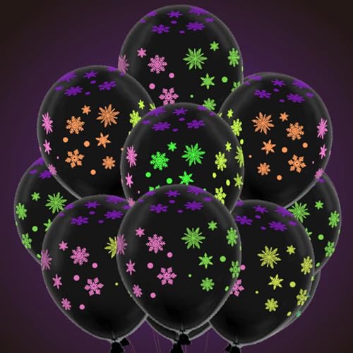 Im Dunkeln leuchtende Luftballons,Weihnachts-Neonballons - 50 Stück 12 Zoll Neonballons Latex fluoreszierende Ballons,Schneeflocken-Leuchtballons, Elch-Schwarzlicht-Weihnachtsdekoration für Hochzeit von Generic