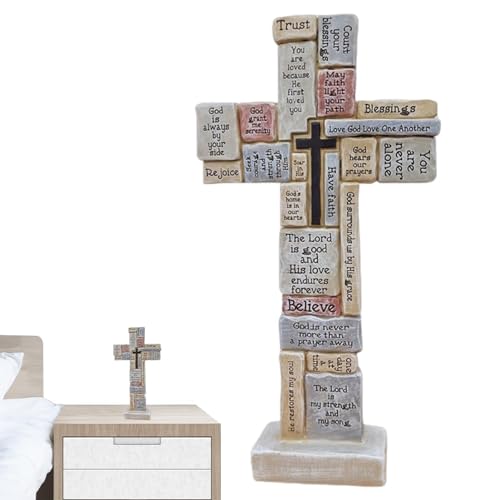 Inspirierendes Stehendes Kreuz – Stehende Christliche Kreuze, | Leichte Weihnachtliche Spirituelle Religiöse Kreuz-Tischdekoration, Jesus-Kreuze Bedeckt Mit Ermutigenden Worten Und Sätzen Für Wandtisc von Generic