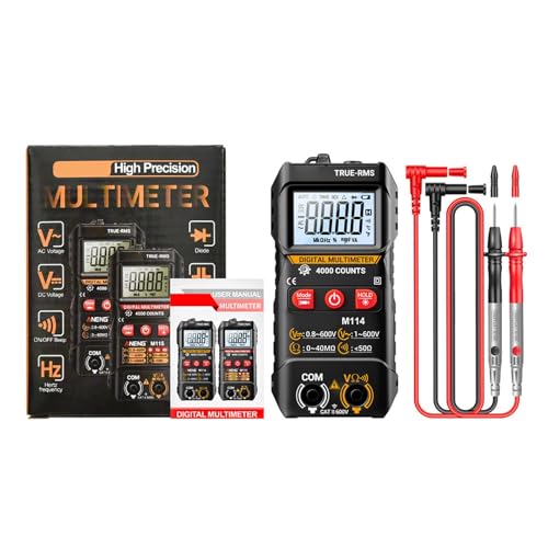 Intelligentes Digitalmultimeter,Digitalmultimeter - 4000 Counts Automatisches Digitalmultimeter mit hoher Präzision - Kontaktloser Spannungsdetektor, hintergrundbeleuchtete Digitalanzeige, AC/DC-Spann von Generic