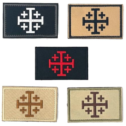 Jerusalem Cross Knights Templerflaggen Cross Military Patch Hook & Loop Befestigungsmittel Accessoire Für Jackets Hats Rucksäcke von Generic