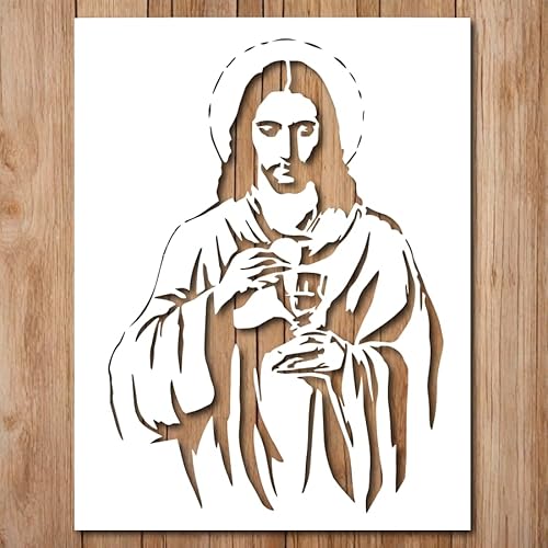 Jesus-Schablone – religiöse christliche Oster-Weihnachtsschablonen wiederverwendbar zum Malen auf Holz, Glas, Wand, Stein, Wänden, Glaswaren, Leinwand – Jesus Christus Malschablone (7 x 9) von Generic