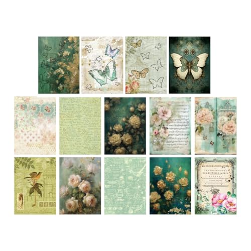 Journaling-Scrapbooking-Kit – 3D-Schmetterlingspapier für Scrapbook-Tagebuch, ästhetisches Vintage-Scrapbook-Papier für Junk-Tagebuch-Planer, Bastelsets von Generic