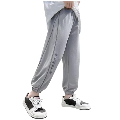 Jungen Jogginghose Ganzkörperlänge Beinabschluss Elastischer Bund Gestreifter Netzstoff Schnell Trocknend Sommer Wohnzimmer Joggen Sport Gym von Generic