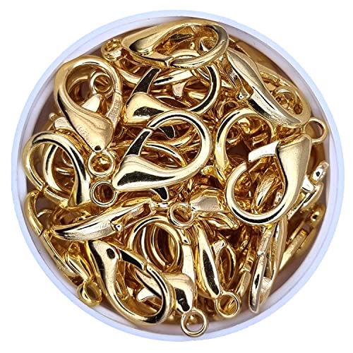 Karabinerverschlüsse 12 mm, 50 Stück, goldfarben, Schmuckverschlüsse, Karabiner, Ketten Verschlüsse, Sprung Ring Schmuck Basteln Schmuckherstellung Karabiner Verschluss von Generic