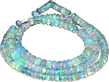 Kashish Edelsteine und Juwelen, 3,5 mm - 4,5 mm, Strang, 100 % natürlicher äthiopischer Opal, Welo Feuerrondelle, Stränge für Schmuckherstellung von Generic