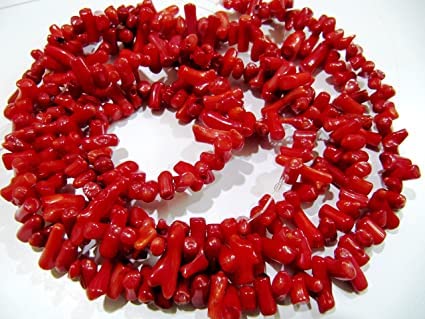 Kashish Gems & Jewels Rote Korallenperlen mit Stabzweigen, Größe ca. 7 bis 15 mm, Strang, 40,6 cm lang, italienische rote Koralle, Großhandelspreis von Generic