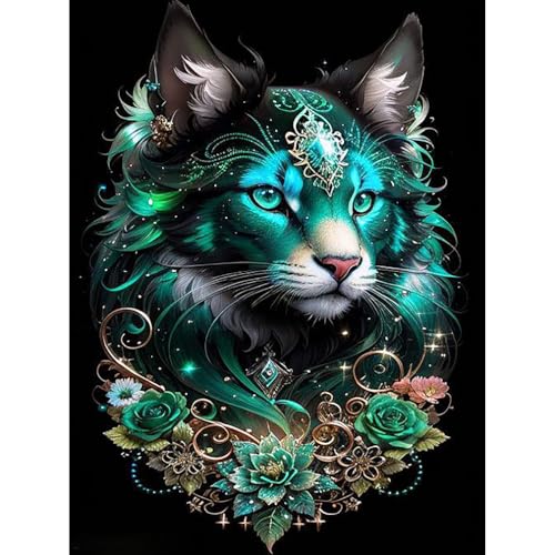 Katze Diamant Painting Bilder für Erwachsene, 5D Tiere Diamond Painting Set, DIY Diamond Painting Bilder, Runde Steine Diamant Painting für Zuhause Dekor 30x40 cm von Generic