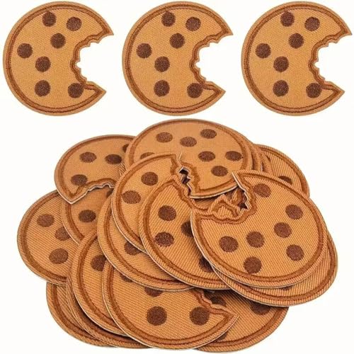 Keks Aufnäher, Cookie Patches zum Aufnähen, Karneval Aufnäher, Bestickter Stoffaufkleber Deko Keksaufnäher Patch, Bügelbilder Applikation für Kleidung, Krümelchen Aufnäher Zum Aufbügeln (10 Stück) von Generic