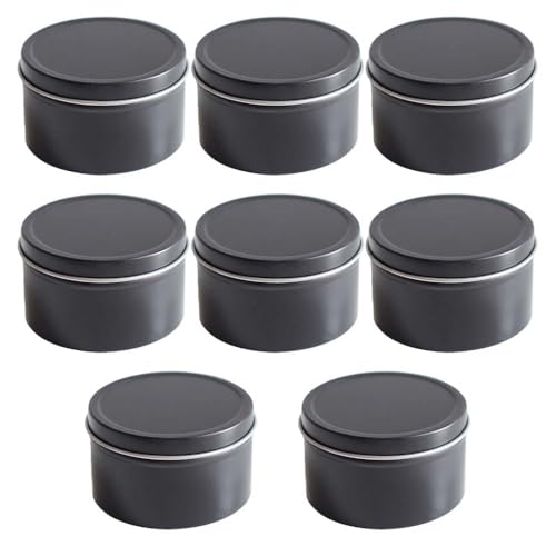 Kerzendosen aus Metall 8 Stück Kerzenbehälter 120ml Runde Kerzengläser Schraubdeckel Metalldosen Mini Candle Making Jars Schwarz für Kerzen Handwerk DIY Kerzenherstellung von Generic