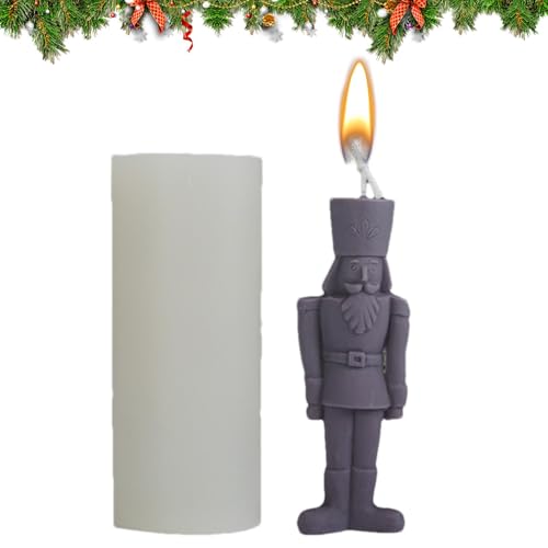 King Candle Silikonform – 3D-Kerzenherstellungsformen, langlebiges Antihaft-Silikon | Kreatives Kerzenform-Set, wiederverwendbar, leicht entformbare Nussknacker-Statuen-Kerzenform für Kunsthandwerk un von Generic