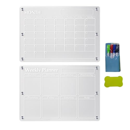 Klare, Trocken Abwischbare Tafel – Klares Magnetisches Whiteboard Für Den Kühlschrank, Magnetischer Tafelplaner, Monatliche Trocken Abwischbare Tafel Mit Täglichem Wöchentlichem Notizblock von Generic