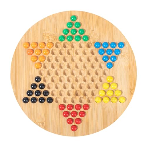 Klassische chinesische Checkers Set - Traditionelle hexagonale Checker, Checkers Strategy Brettspiel | Glasperlen Chinese Holz sechseckiger Checkers Teller, Checkers Tischspiel Brettspiele für Freunde von Generic