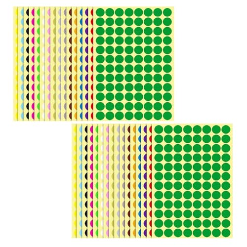 Klebepunkte Bunt Aufkleber 16mm - 32 Blätter 3072 Stück Klebepunkte Runde Punktaufkleber Etiketten 16 Farben Farb -Klebepunkte Kleine Punkt Aufkleber für Schule Büro Karten-Aufkleber von Generic