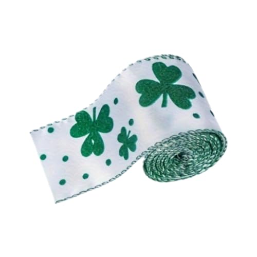 Kleeblatt-Bastelband – gepunktetes Stoffband | Grünes Ripsband, Ripsband für die Dekoration zum St. Patrick's Day und leuchtende Grüntöne von Generic