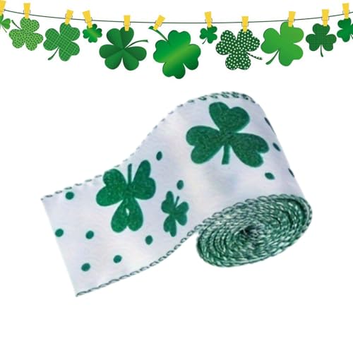 Kleeblatt-Druck-Bastelband, St. Patrick's Day grünes Stoffband | Lucky Craft Ribbon Stoffbänder, Ripsband für St. Patrick's Day-Dekoration und lebendige Grüntöne von Generic