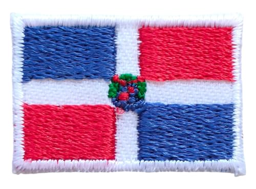 Kleine Dominikanische Republik Flagge Ländersymbol Patch Nationalemblem Aufbügler Aufnäher, taktische Militärflaggen, kleine Größe 0,6 x 1,2,5 cm. Für Stoffuniform-Zubehör von Generic